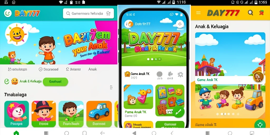 Antarmuka interaktif dan permainan edukatif untuk anak-anak.