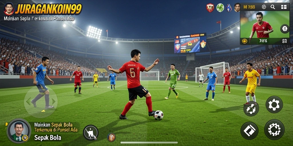 Tampilan antarmuka permainan Sepak Bola yang menarik.