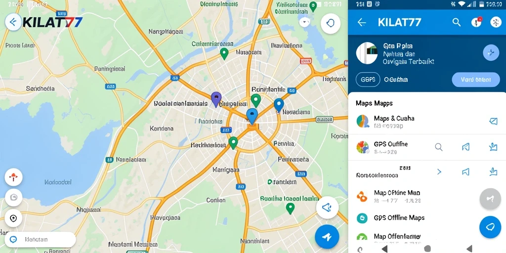 Screenshot antarmuka aplikasi GPS Offline Maps KILAT77 yang menampilkan navigasi yang lancar.