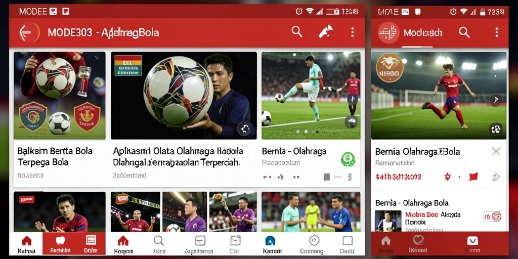 Tampilan antarmuka aplikasi MODE303 dengan fitur Olahraga Bola.