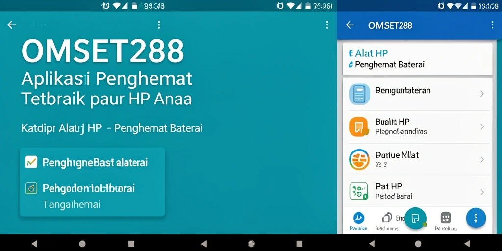 Tampilan antarmuka aplikasi OMSET288 dengan fitur penghemat baterai yang intuitif.